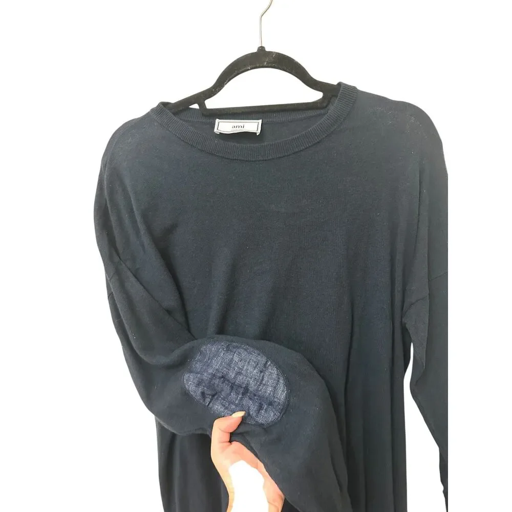 AMI ALEXANDRE MATTIUSI Linen‎ Blend Elbow Patch Sweater X-Large NEW NWOT